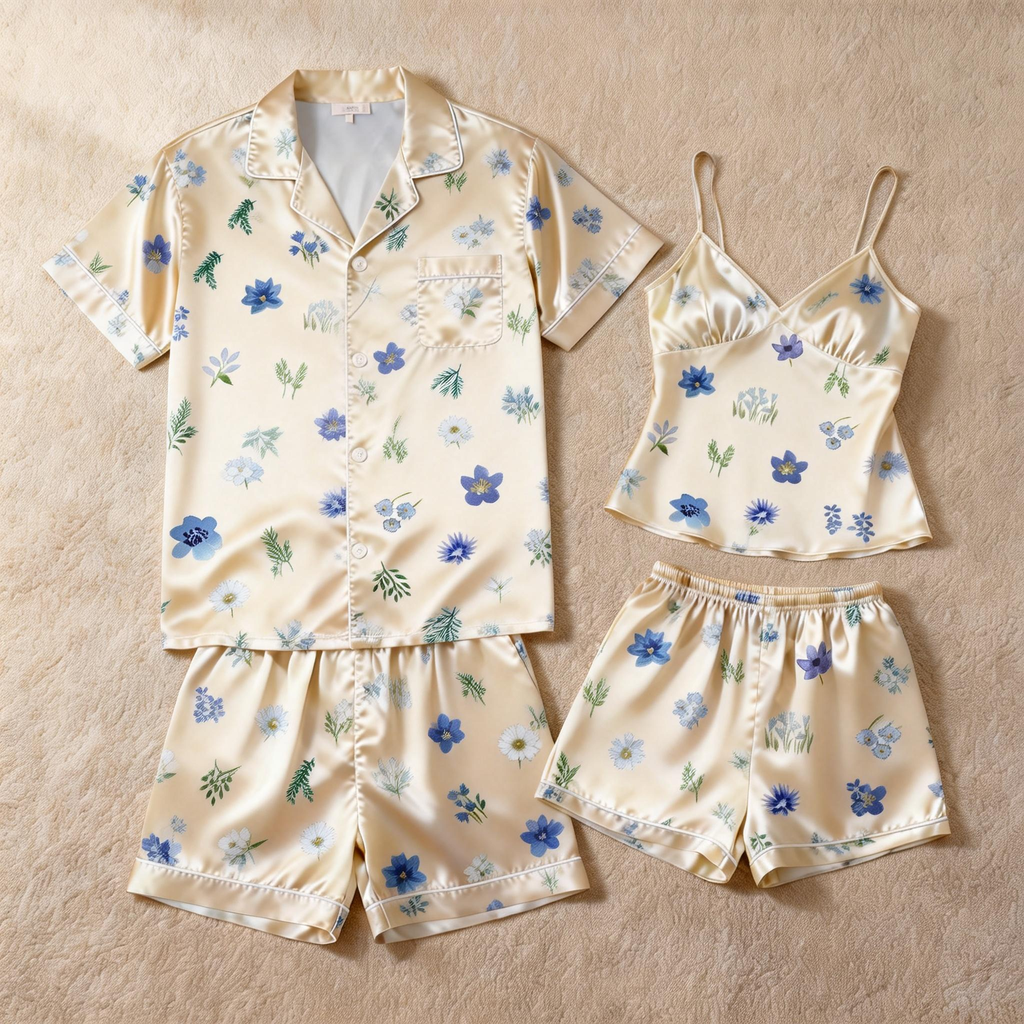 Matching Outfits for Bed: Satin Pajamas Set