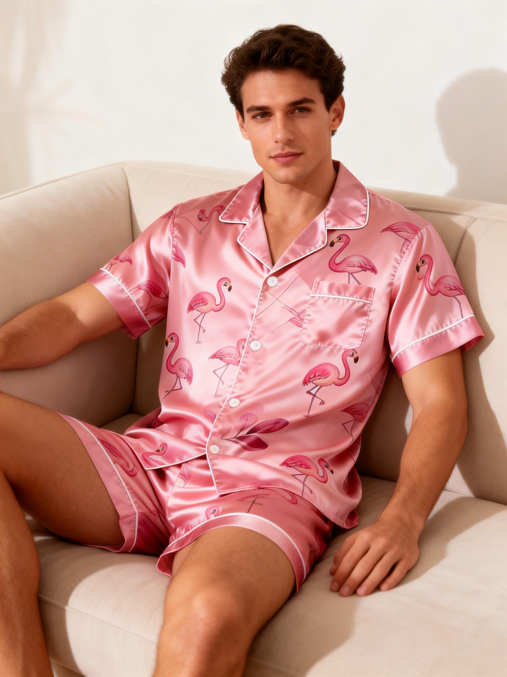 Relaxing Night In: Satin Short Pajamas for Couples