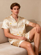 Intimate Couple Matching Pajamas: Classic Satin Style
