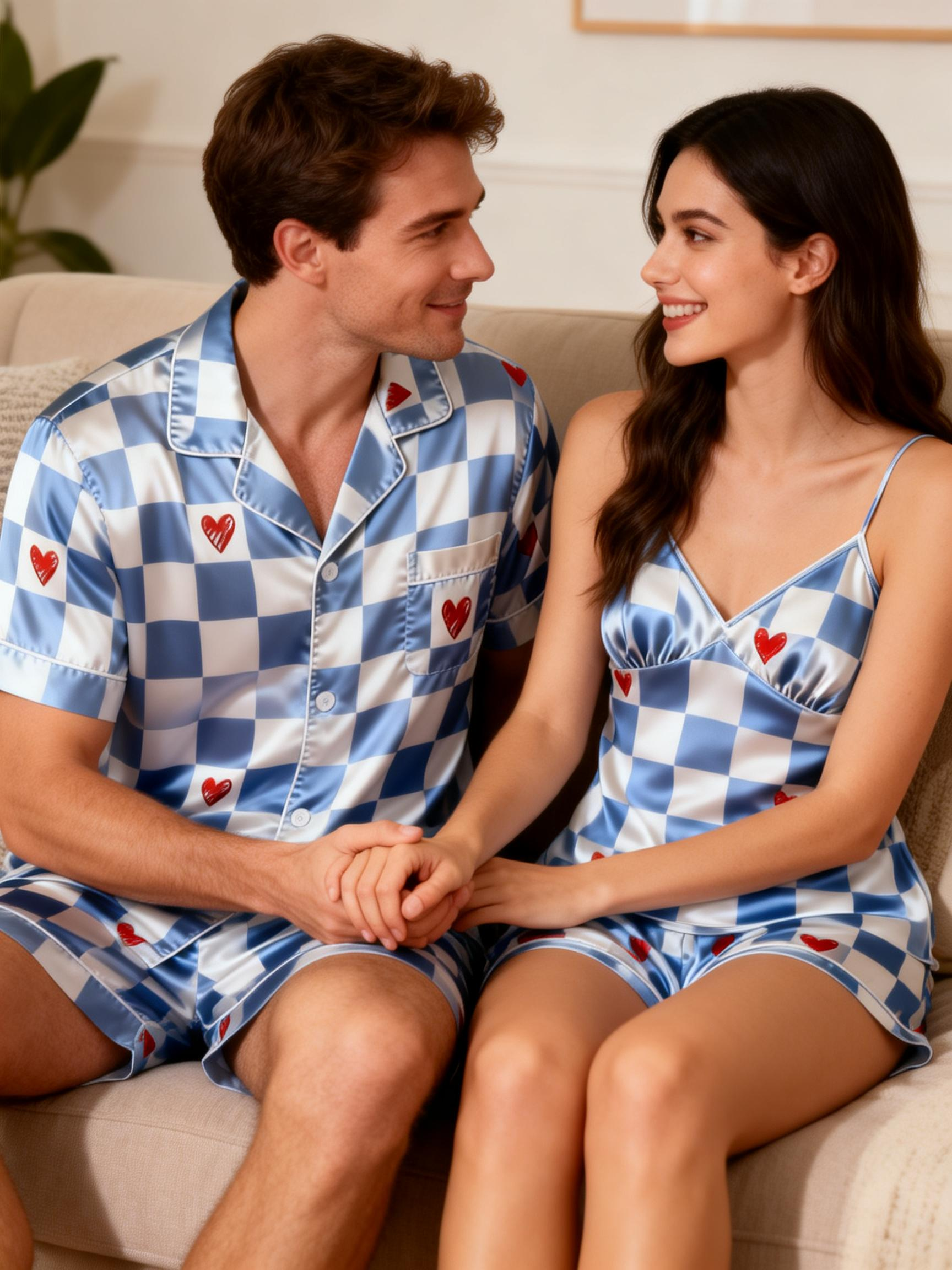 Luxurious Matching Satin Pajamas for Him and Her