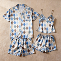 Anniversary Gift: Classic Satin Couple Pajamas Short Set