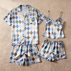 Anniversary Gift: Classic Satin Couple Pajamas Short Set