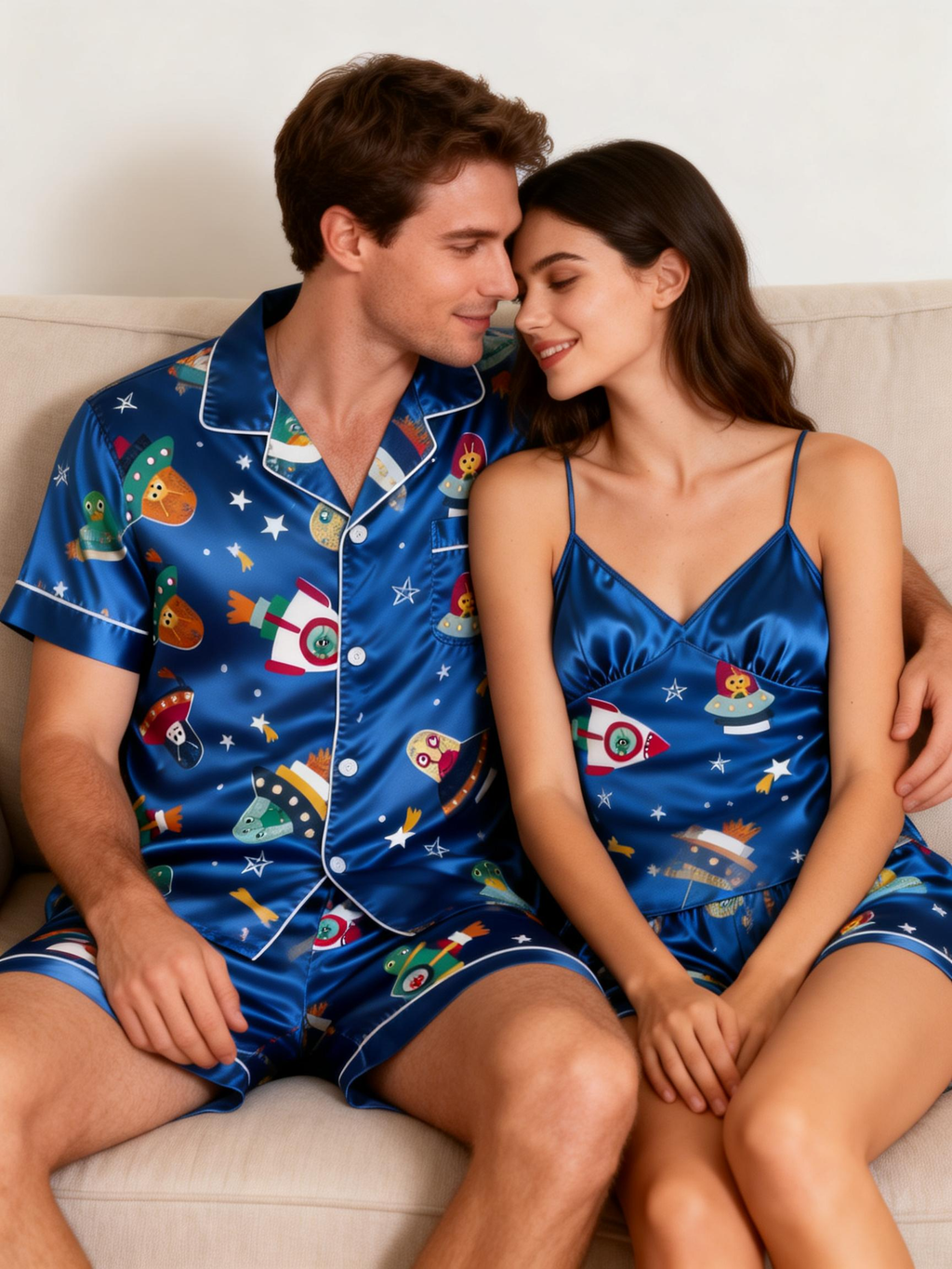 Instagram-Worthy Matching Couple Satin Sleepwear