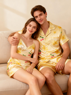Romantic Satin Pajamas Set for Couples ¨C Short Style