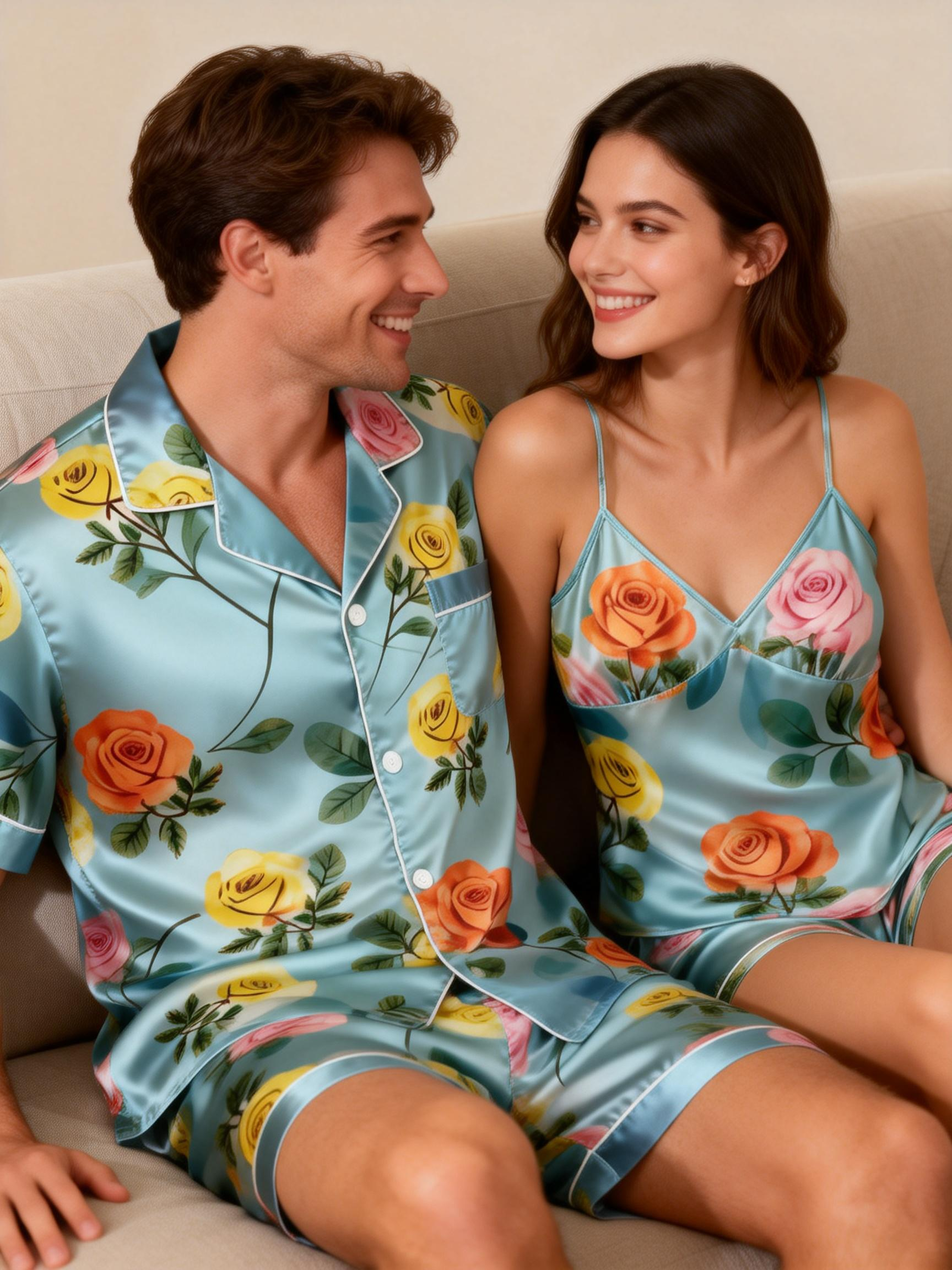 Limited Edition Couple Classic Satin Pajamas