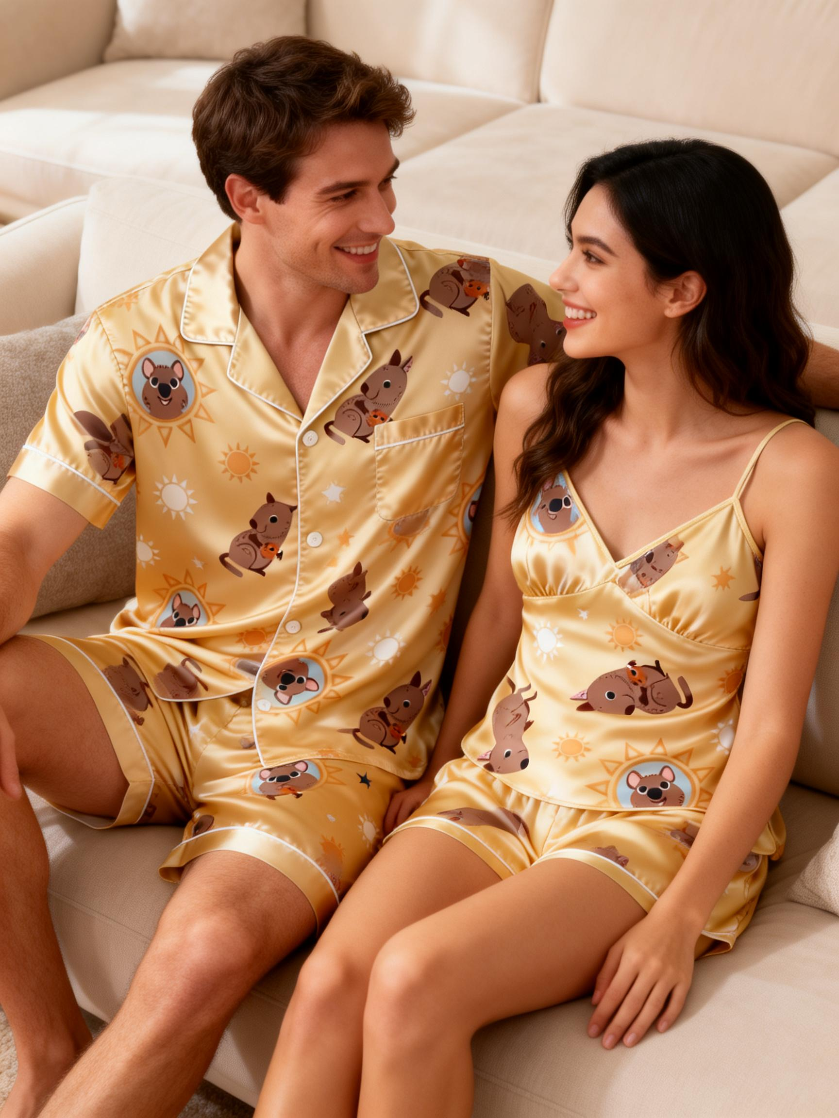 Couple's Essential: Satin Pajamas for a Good Night's Sleep