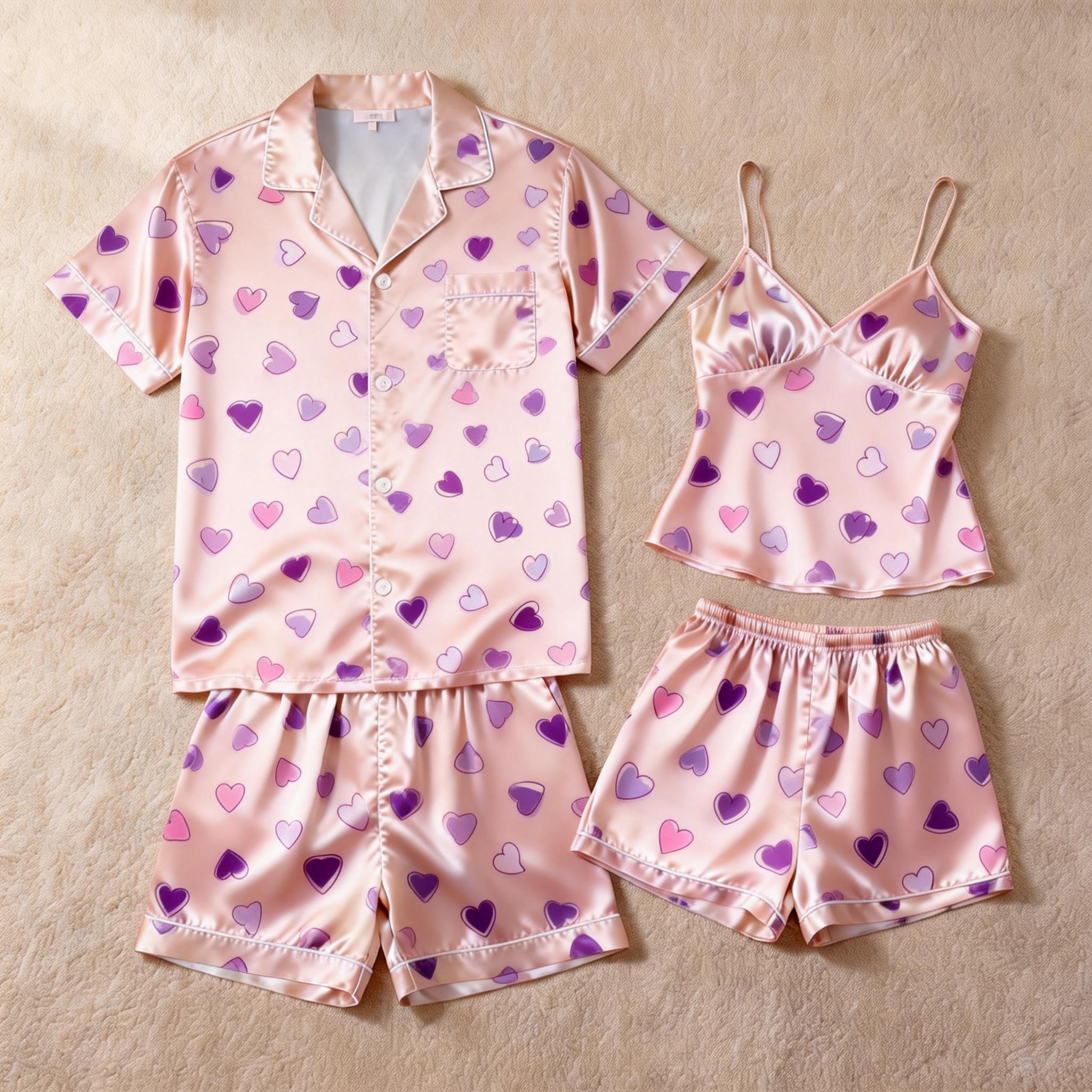 Classic Couple Pajamas: Satin Fabric for All Seasons