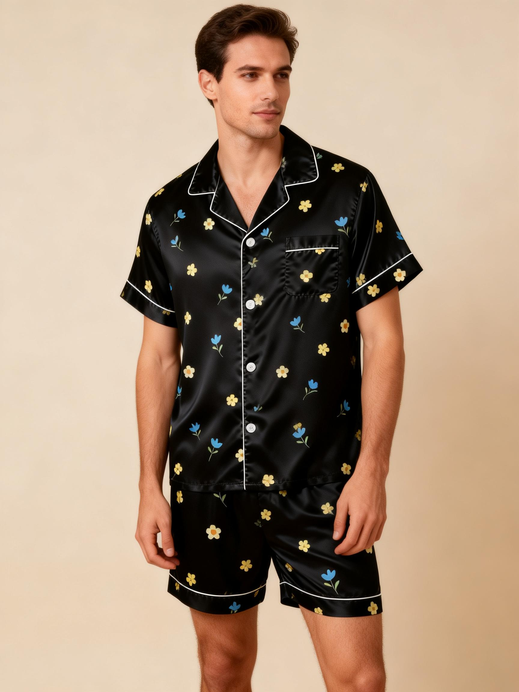 Silky Satin Couple Set ¨C Short Pajamas for Romantic Nights