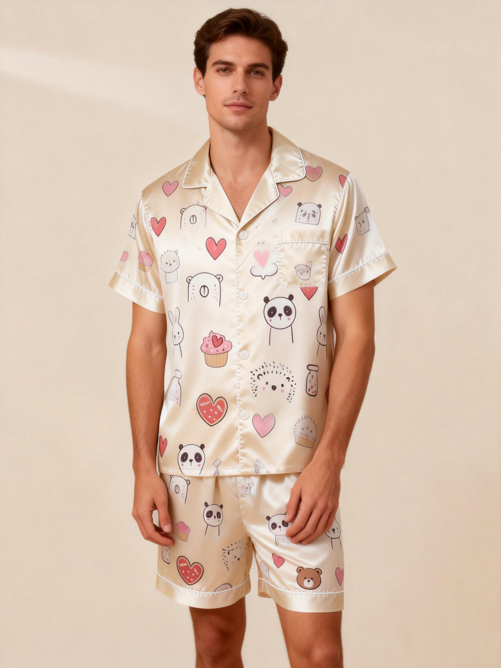 Silky Satin Pajamas Short Set ¨C Couple¡¯s Sleep Essential