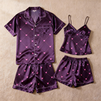 Matching Couple Satin Pajamas ¨C Short Sleeve Set for Him & Her