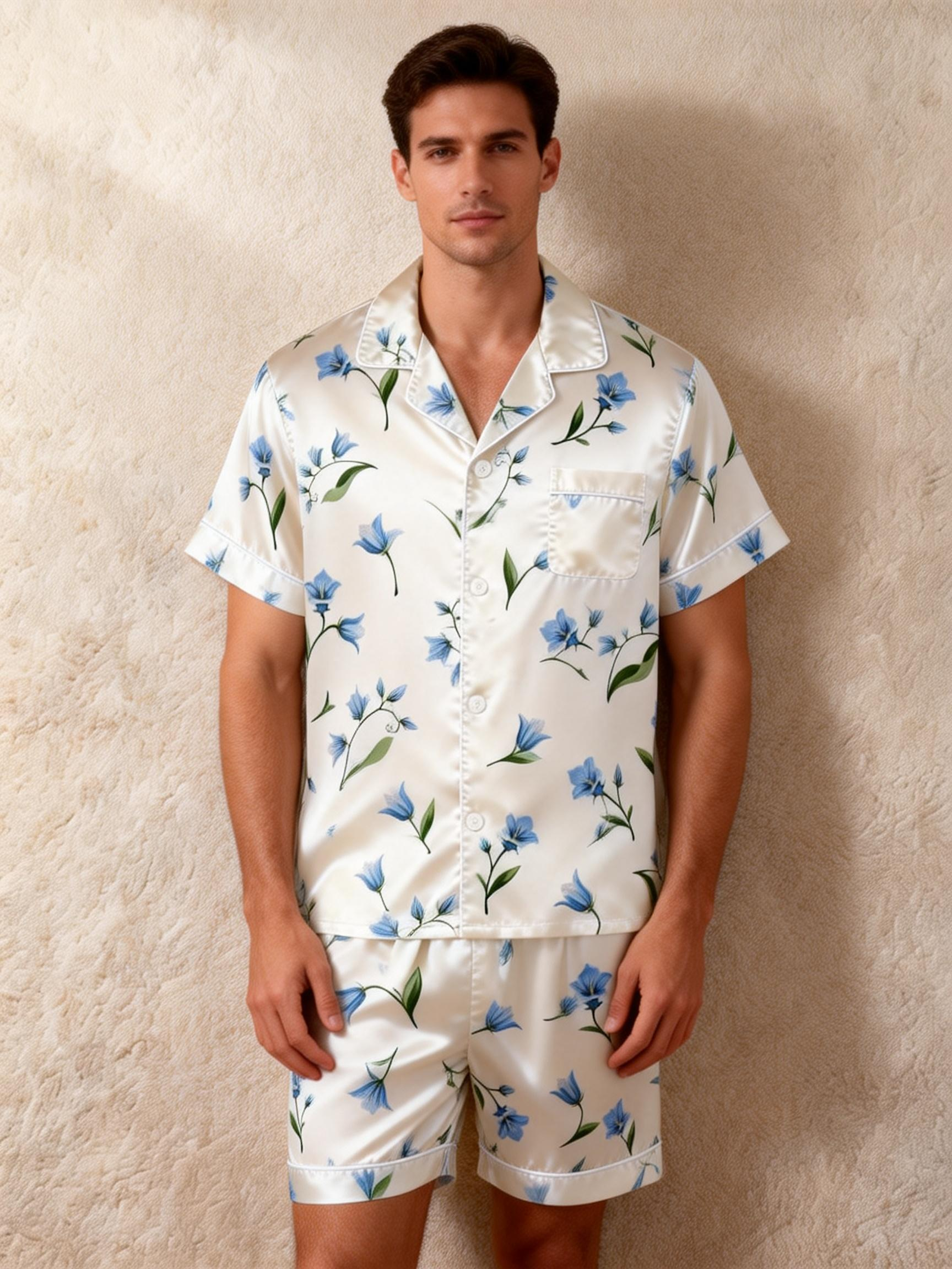 Couple¡¯s Silky Nighttime Pajamas ¨C Satin Short Set