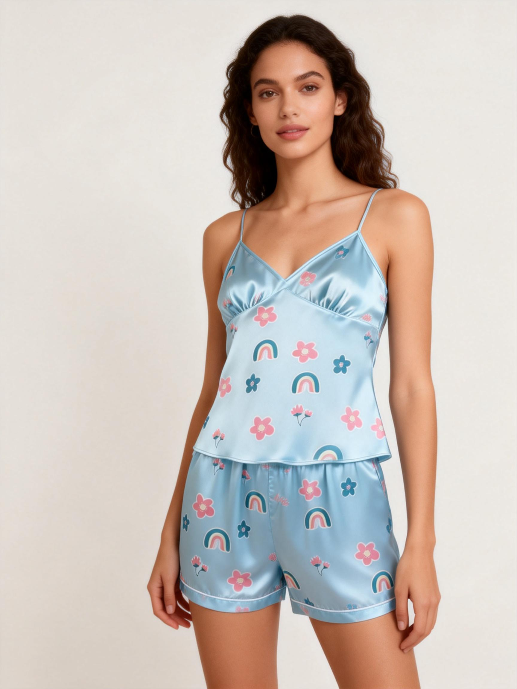 His & Her Satin Pajama Shorts Set ¨C Classic Comfort