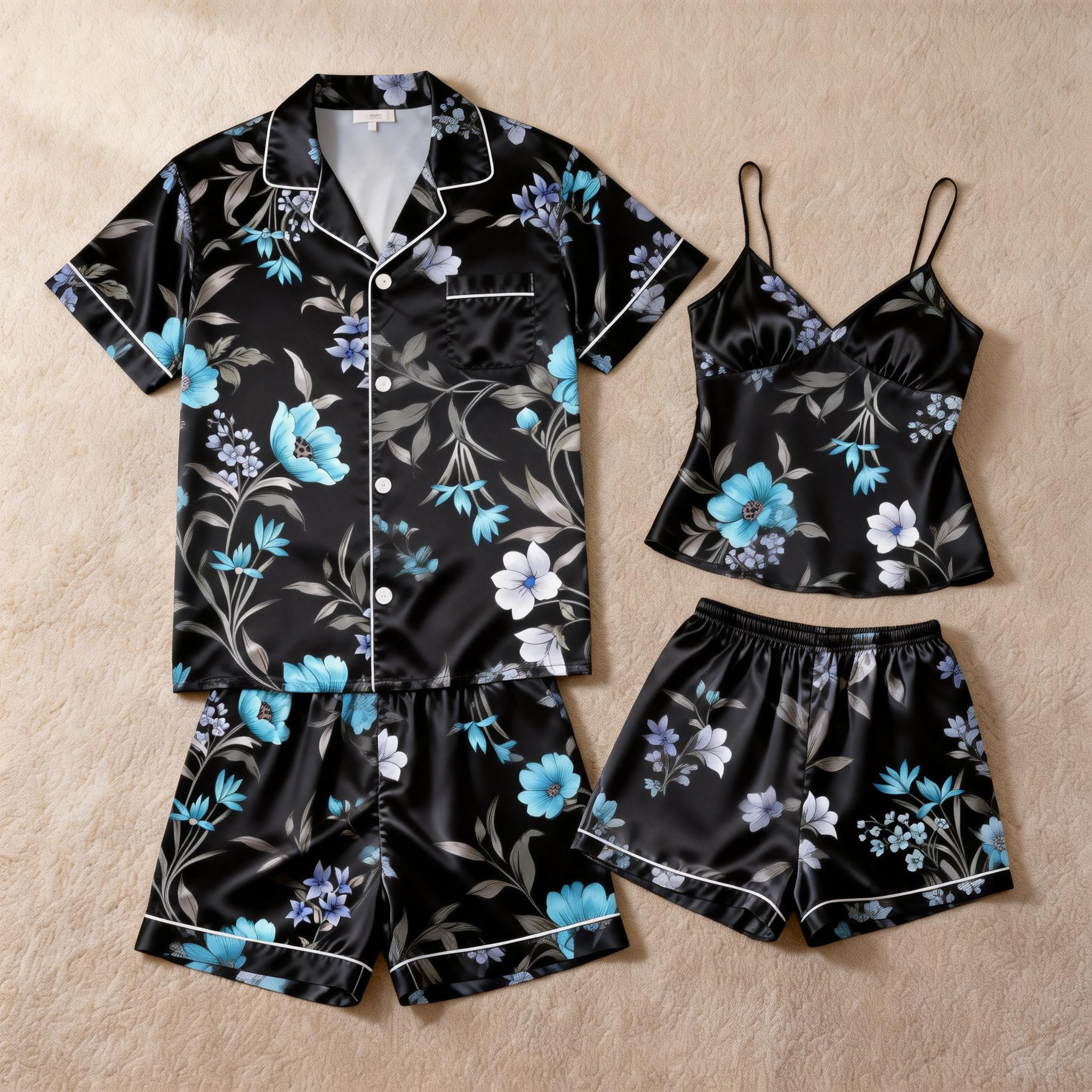 Couple¡¯s Satin Sleepwear Set ¨C Short & Comfortable