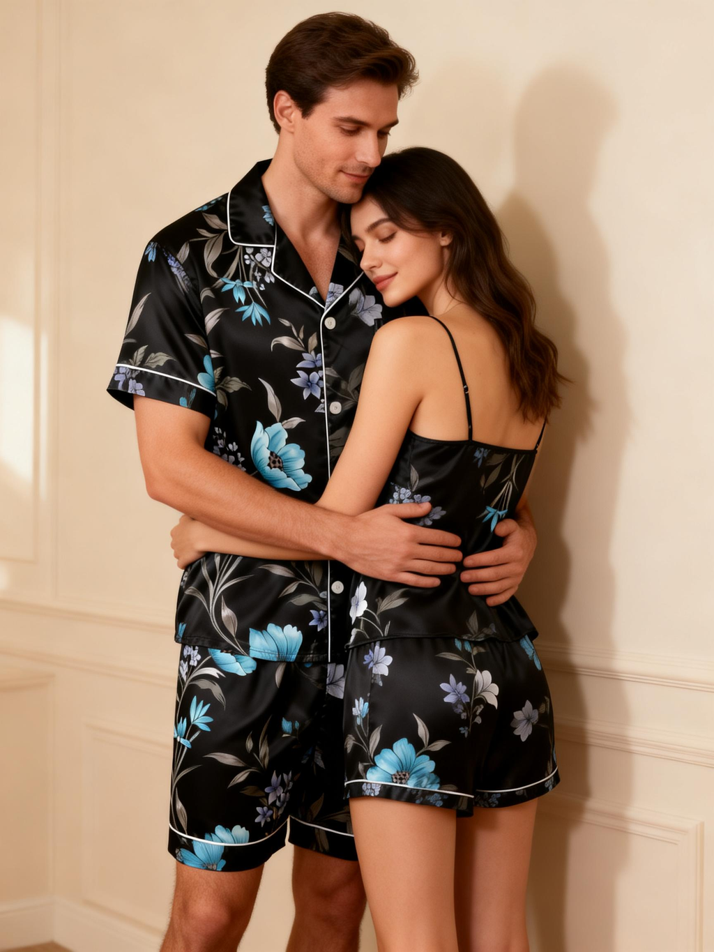 Couple¡¯s Satin Sleepwear Set ¨C Short & Comfortable