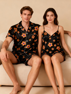 Couple¡¯s Silky Sleepwear ¨C Satin Pajama Shorts Set