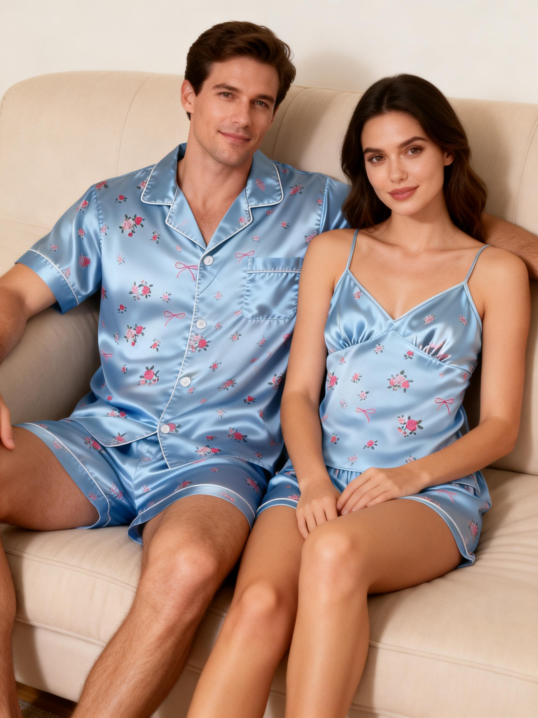 Luxury Satin Pajama Set for Him and Her