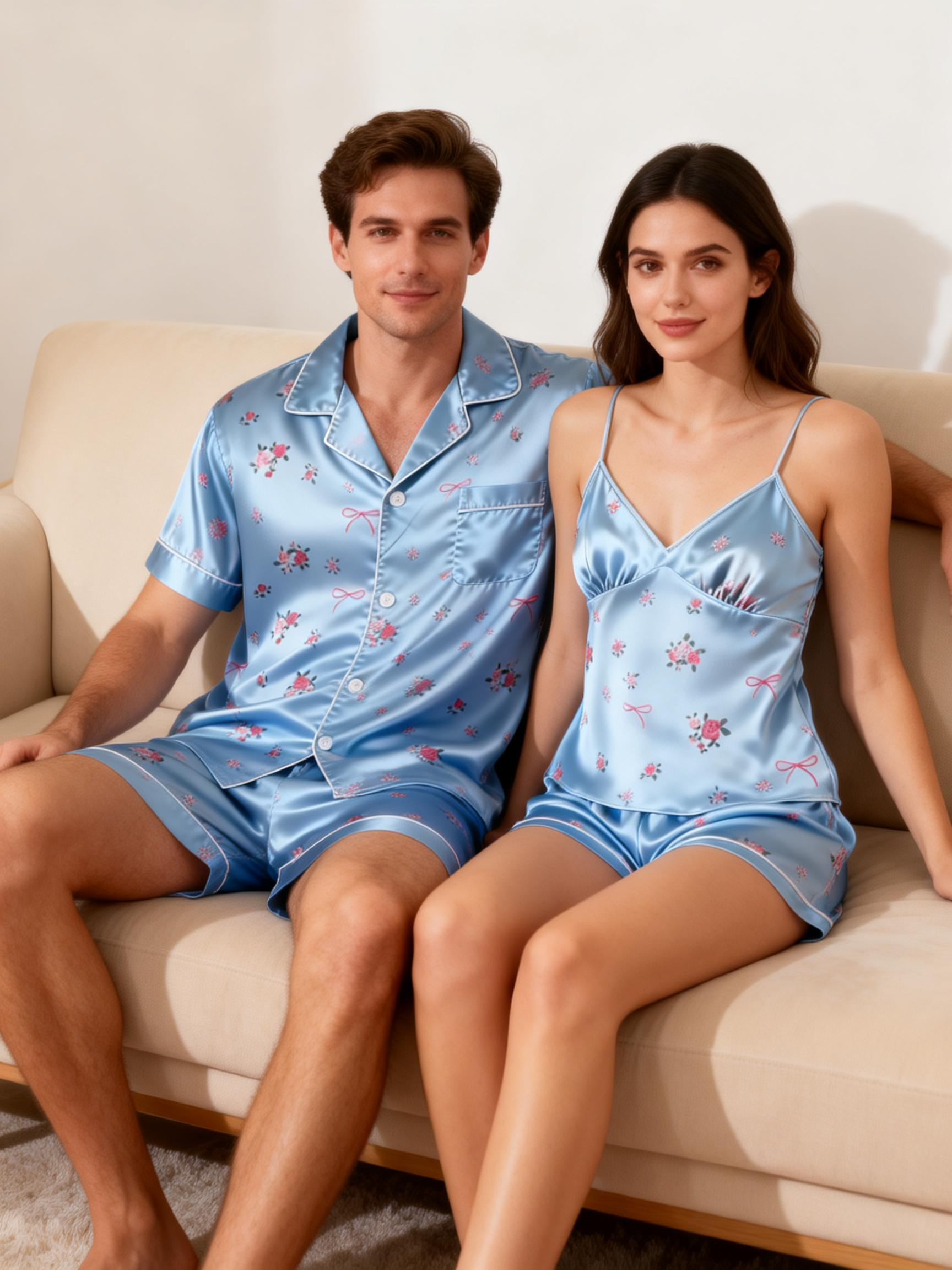 Luxury Satin Pajama Set for Him and Her