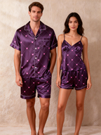 Matching Couple Satin Pajamas ¨C Short Sleeve Set for Him & Her