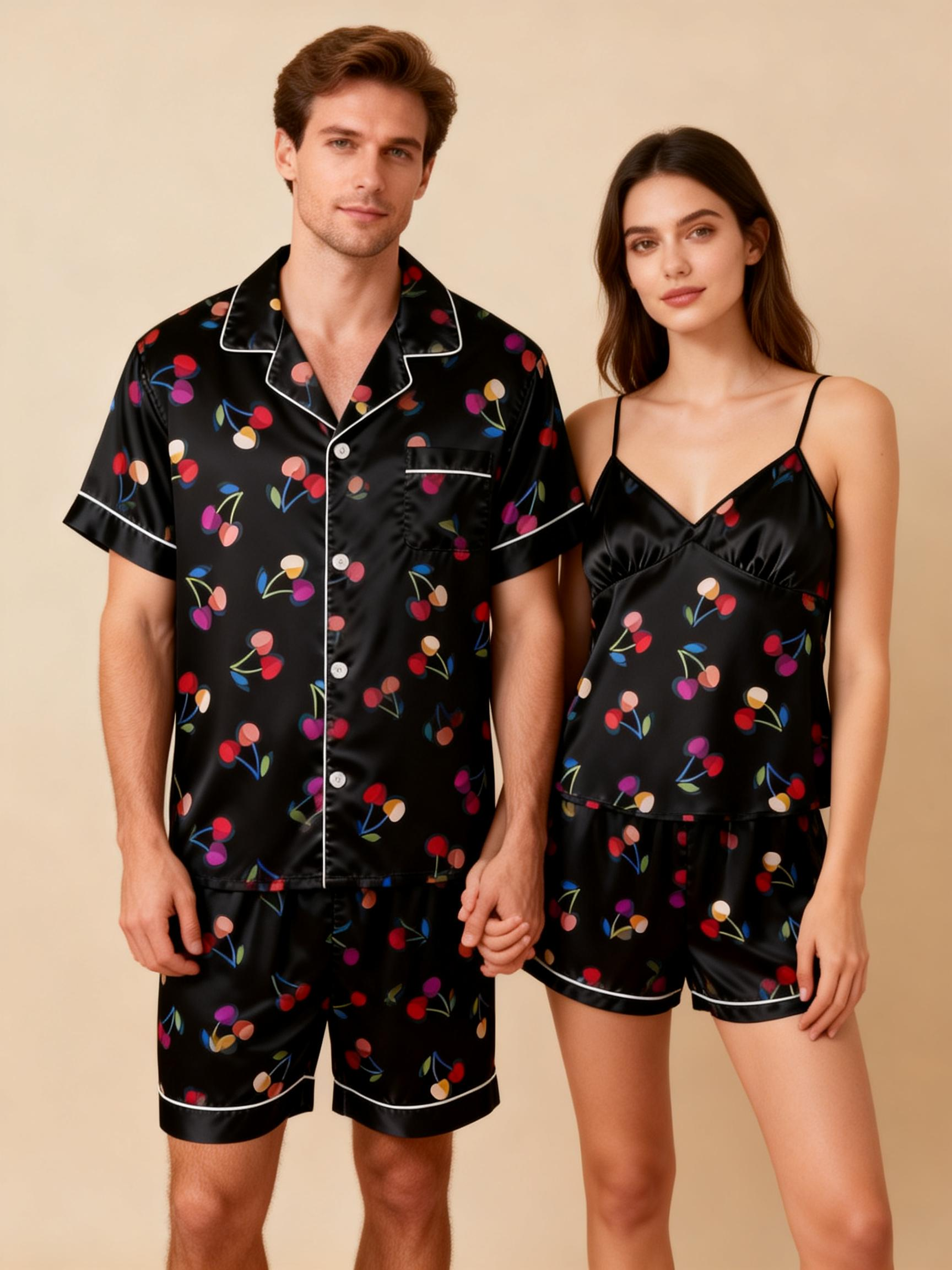 Ultra-Soft Silky Satin Pajama Set for Couples ¨C Short Style