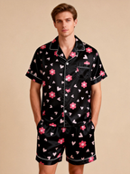 Silky Classic Couple Satin Pajamas Short Set ¨C Luxurious Matching Sleepwear