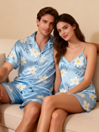 Silky Satin Lounge Set for Two ¨C Comfortable Short Pajamas