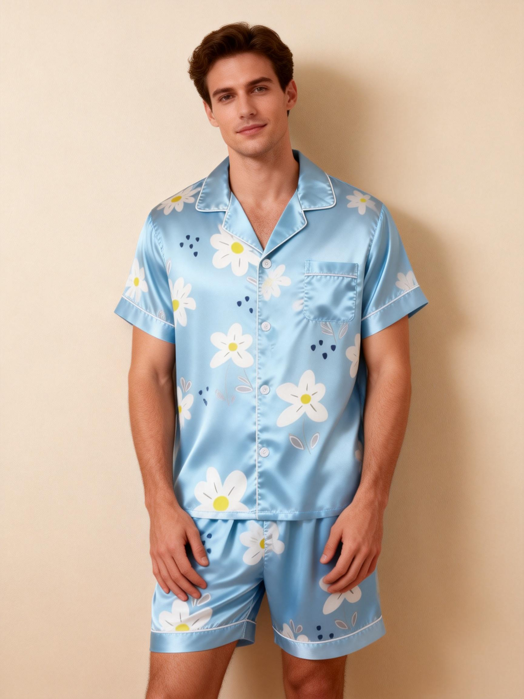 Silky Satin Lounge Set for Two ¨C Comfortable Short Pajamas