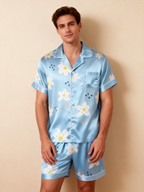 Silky Satin Lounge Set for Two ¨C Comfortable Short Pajamas