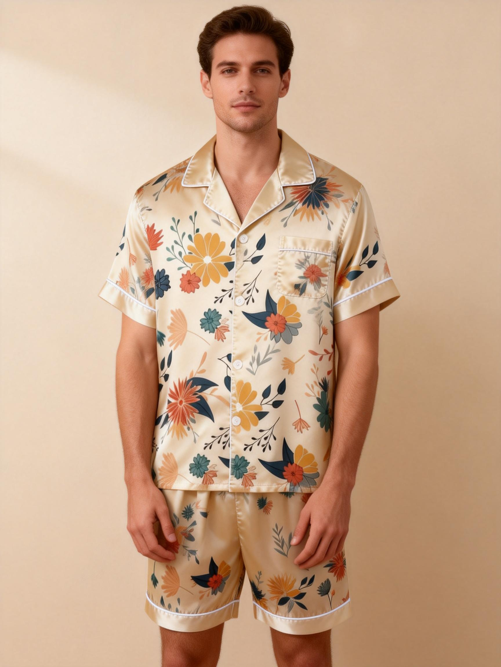 Silky Satin Sleepwear Gift Set for Couples ¨C Short Pajamas
