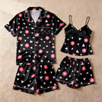 Silky Classic Couple Satin Pajamas Short Set ¨C Luxurious Matching Sleepwear