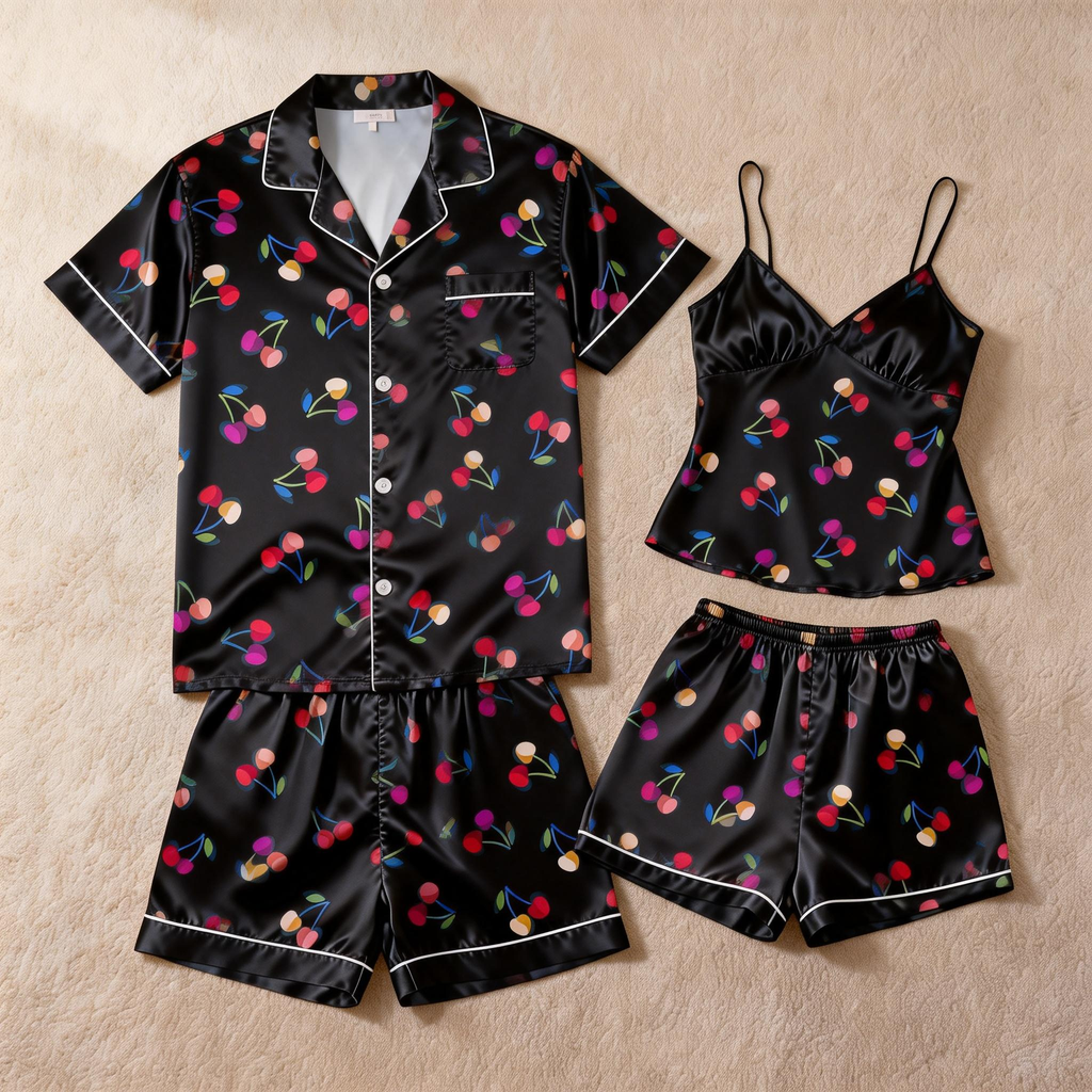 Ultra-Soft Silky Satin Pajama Set for Couples ¨C Short Style