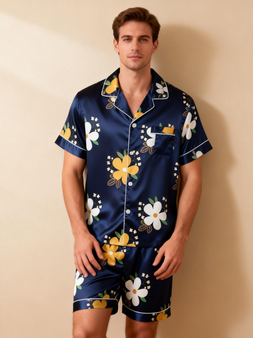 Silky Satin Pajamas for Him & Her ¨C Short Style Set