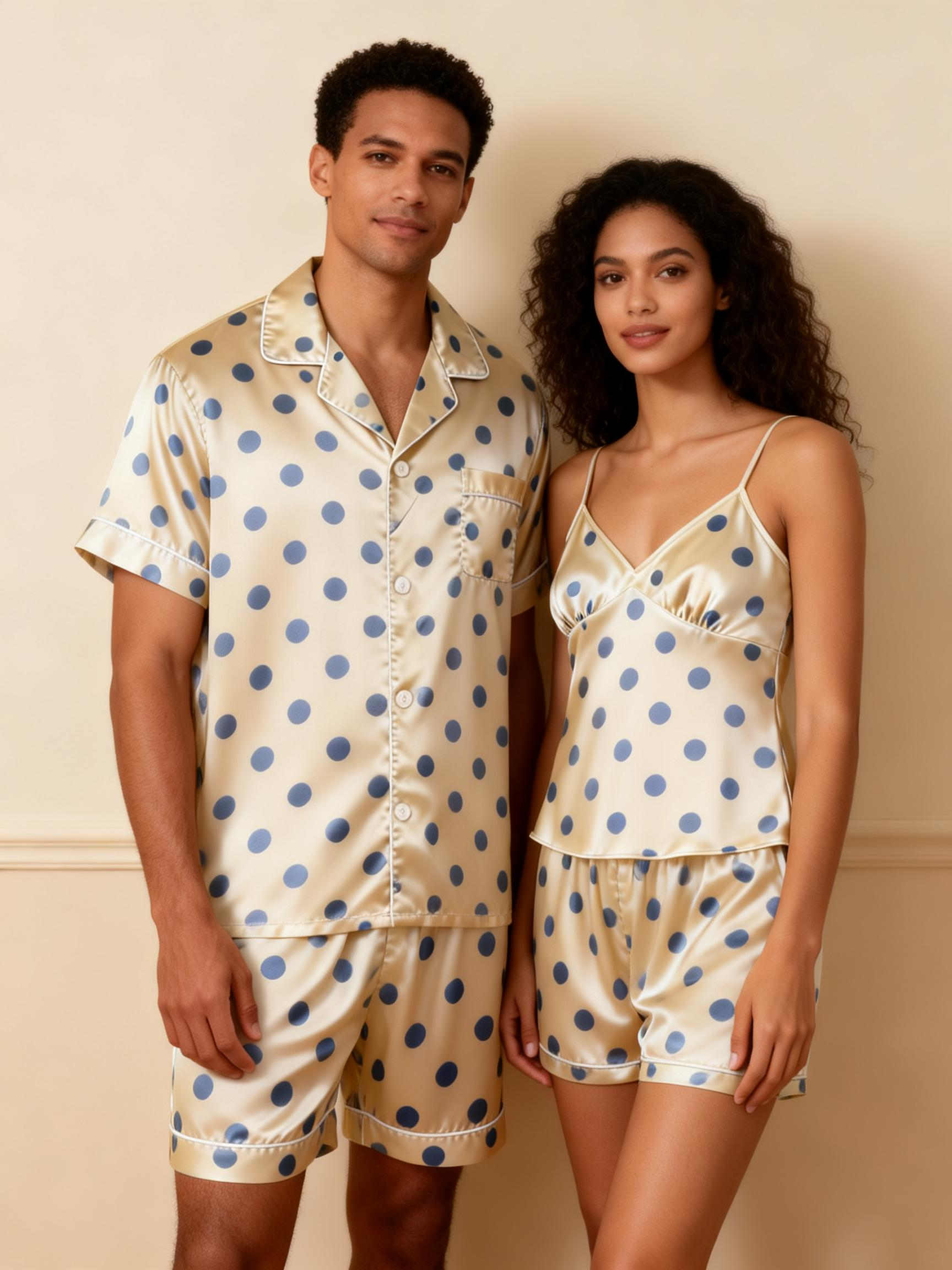 Silky Classic Sleep Set for Couples ¨C Satin Short Pajamas