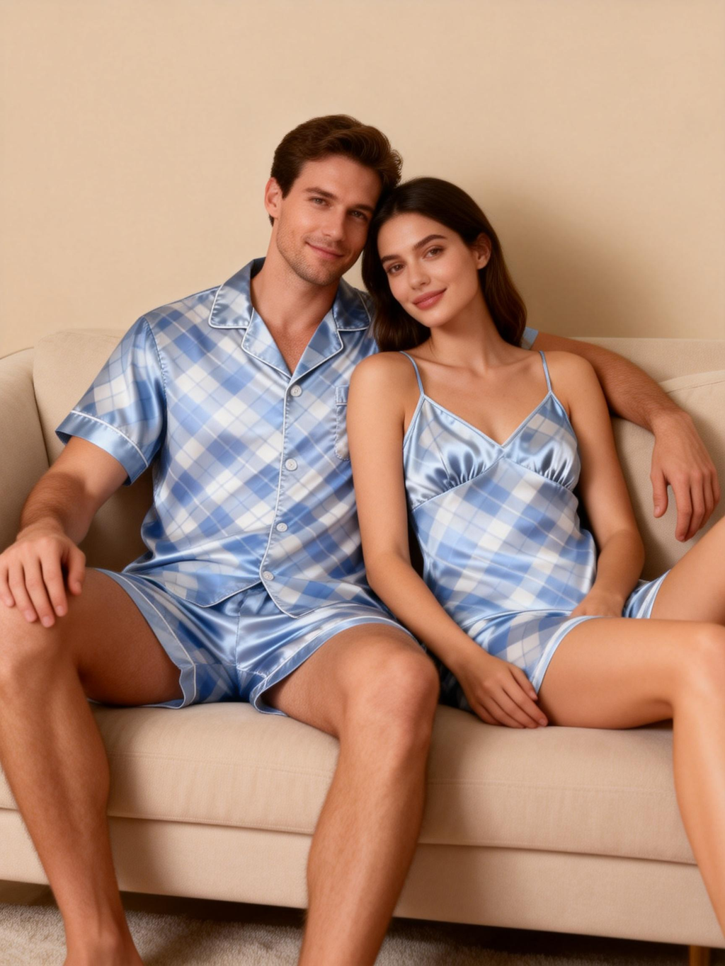 Silky Classic Couple Pajamas ¨C Hotel-Grade Satin Sleepwear