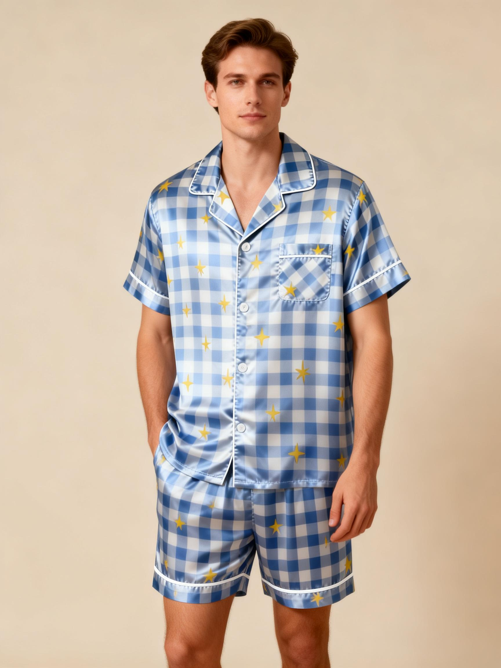 Silky Satin Sleep Set for Couples ¨C Short Sleeve Design