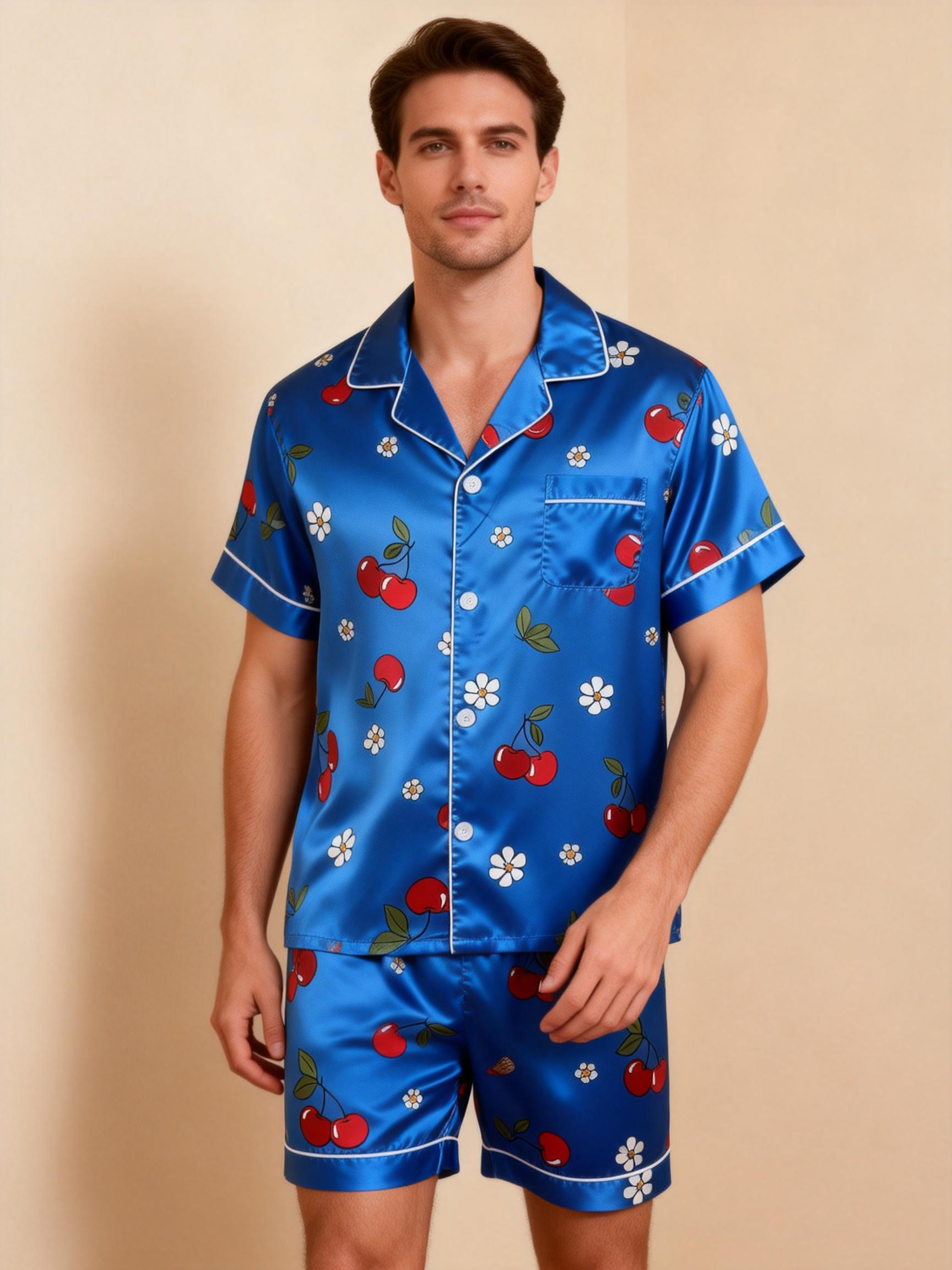 Couple¡¯s Silky Sleep Shorts ¨C Satin Pajama Set