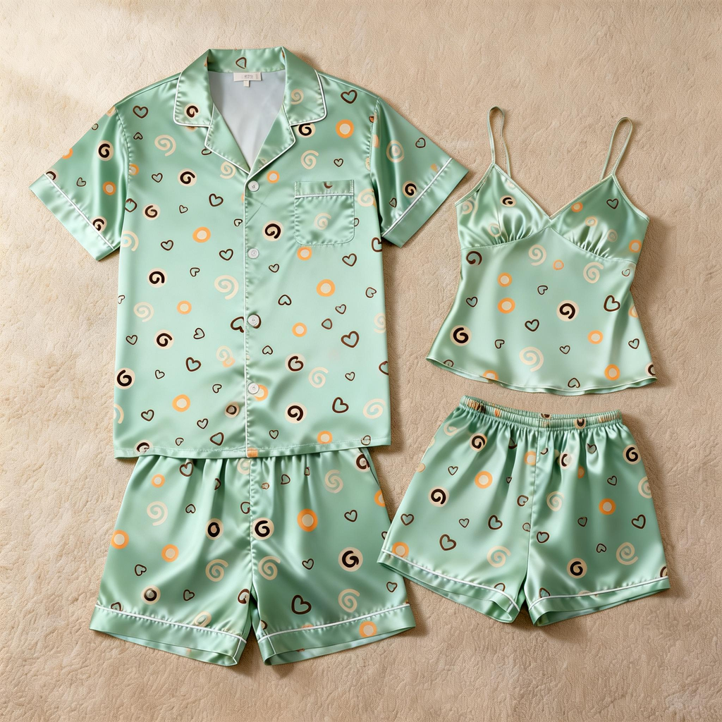 Romantic Silky Satin Pajamas for Two ¨C Short & Comfortable