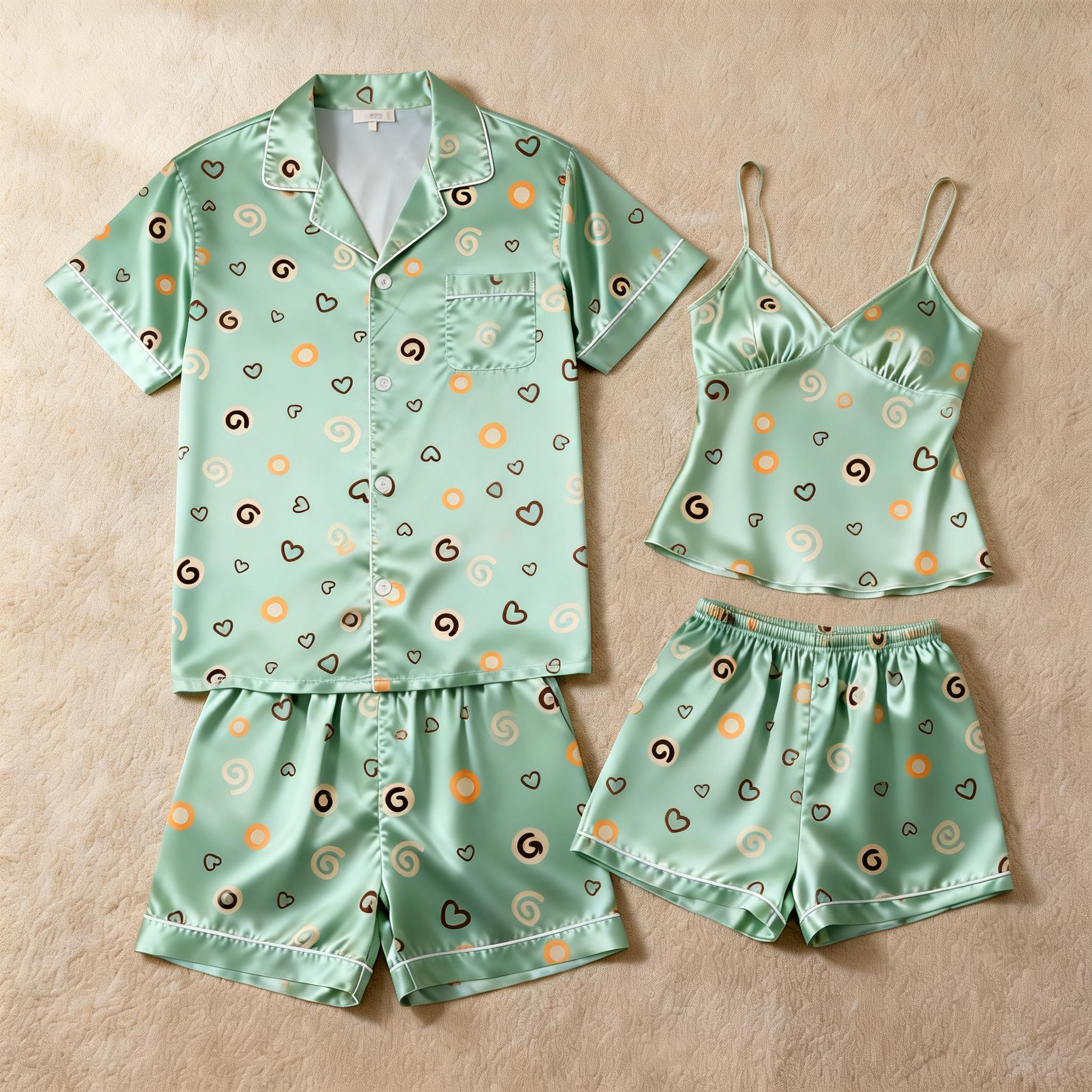 Romantic Silky Satin Pajamas for Two ¨C Short & Comfortable