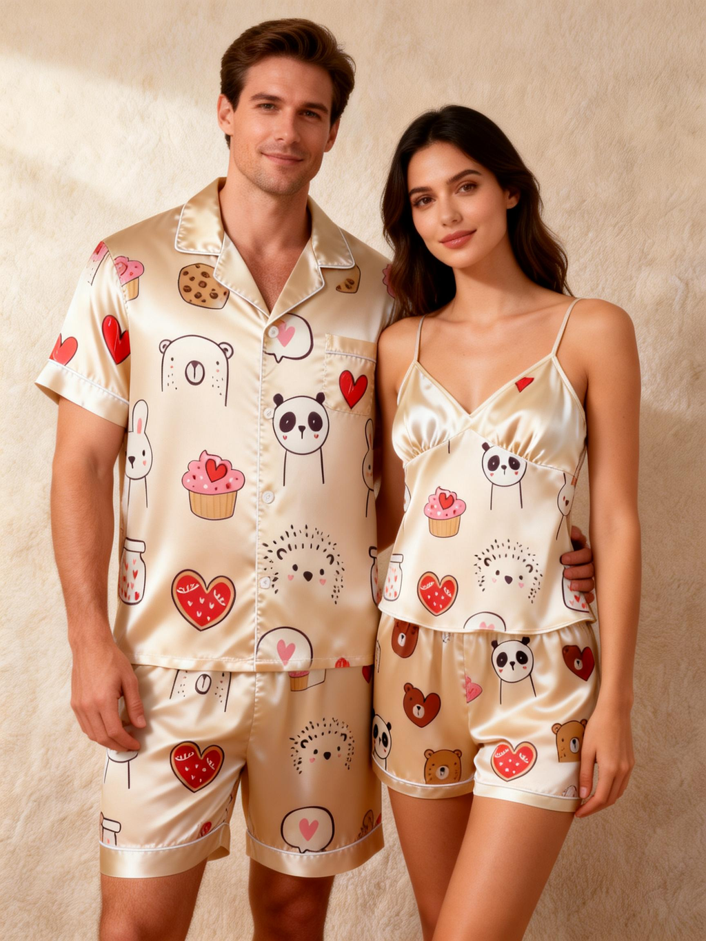 Coordinating Satin PJs for Couples ¨C Summer Sleepwear