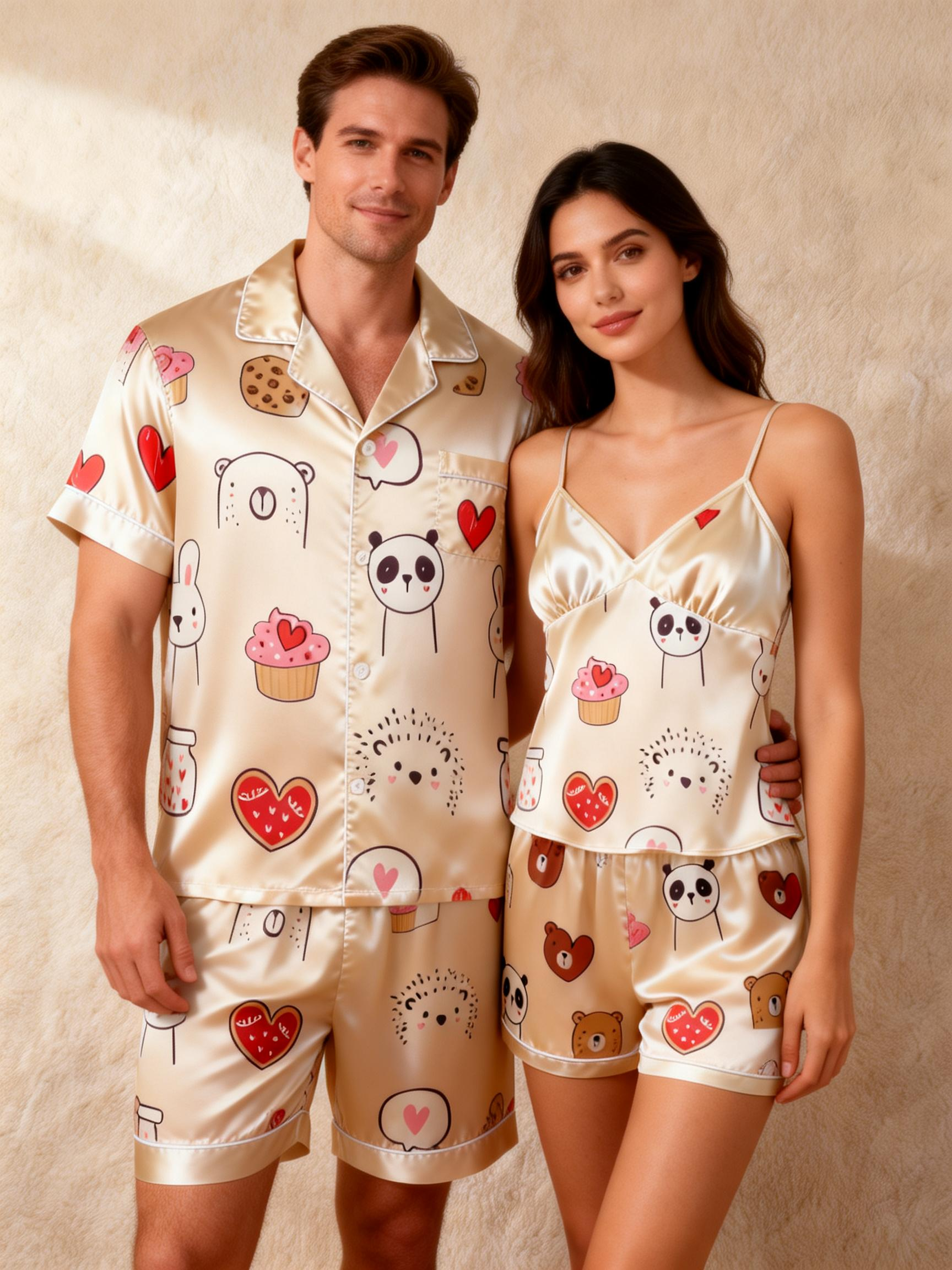 Coordinating Satin PJs for Couples ¨C Summer Sleepwear