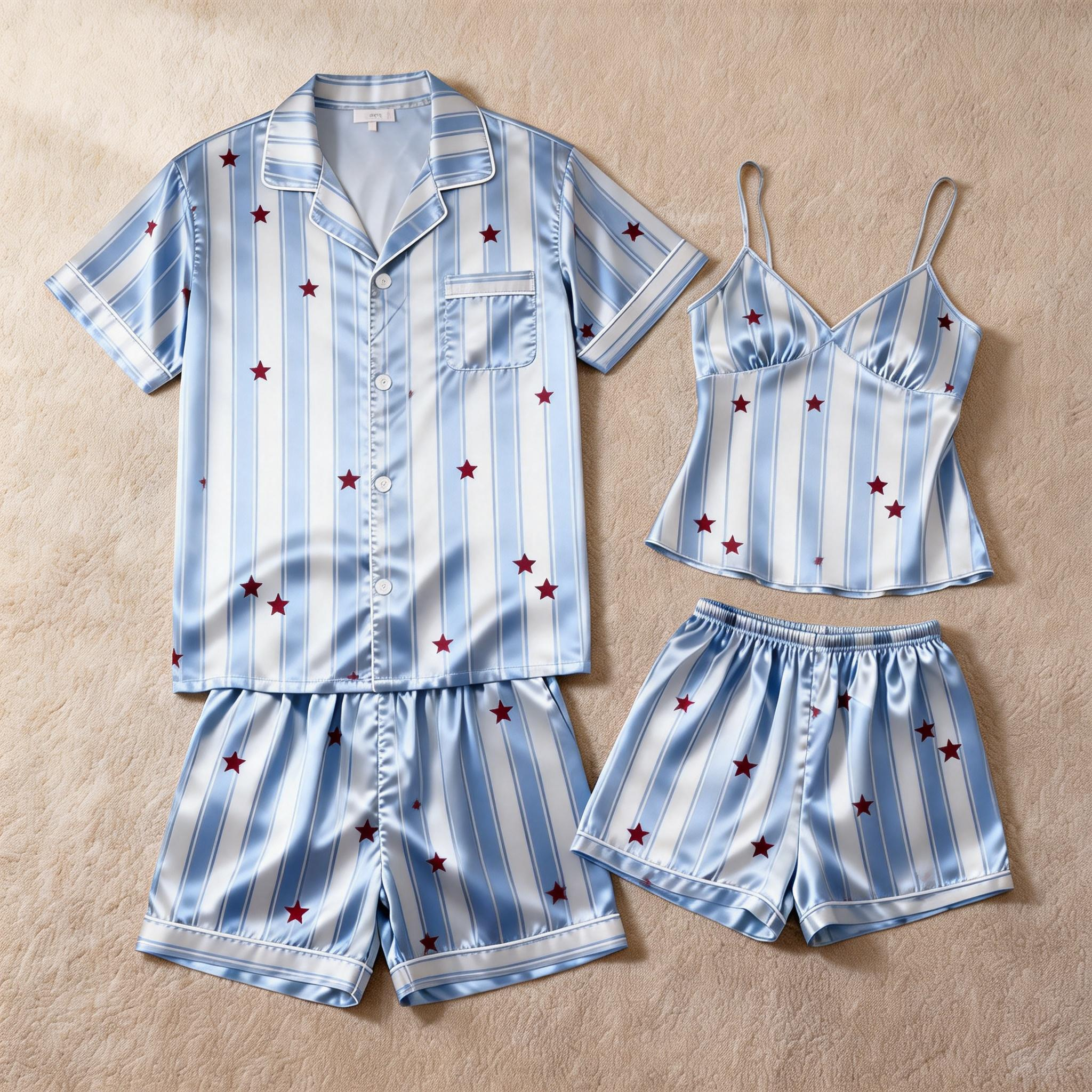 His & Her Silky Satin Pajamas ¨C Matching Sleep Set