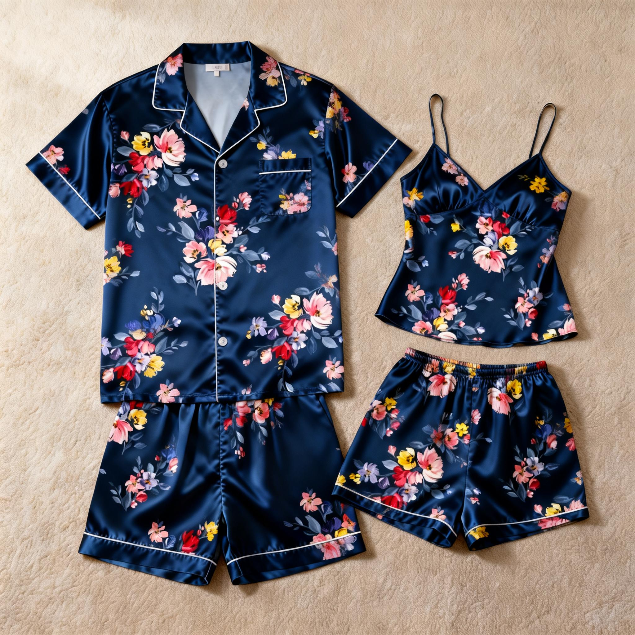 Classic Silky Satin Couple Pajamas ¨C Perfect for Gifts