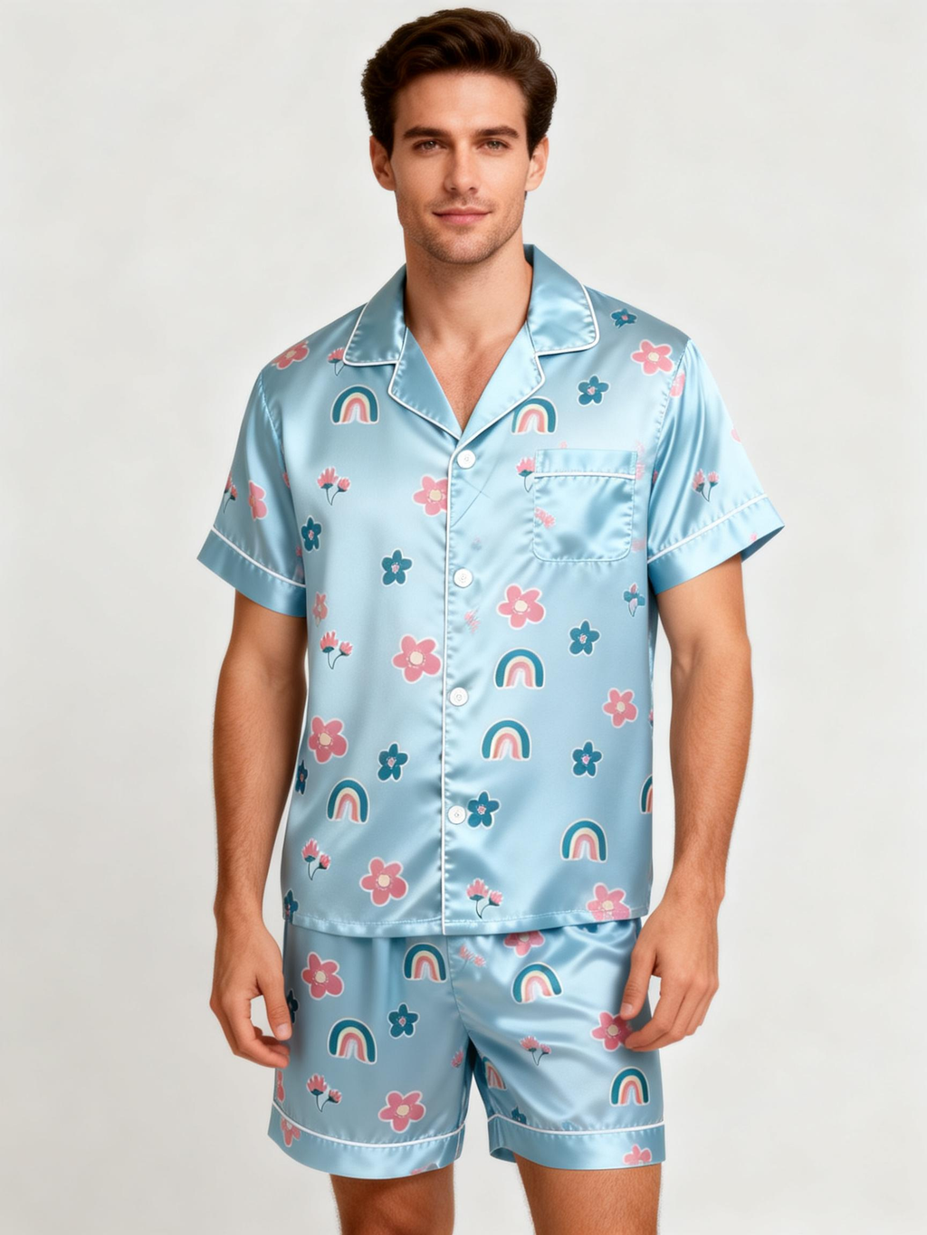 His & Her Satin Pajama Shorts Set ¨C Classic Comfort