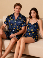 Couple¡¯s Silky Satin Sleepwear ¨C Classic Short Pajama Set