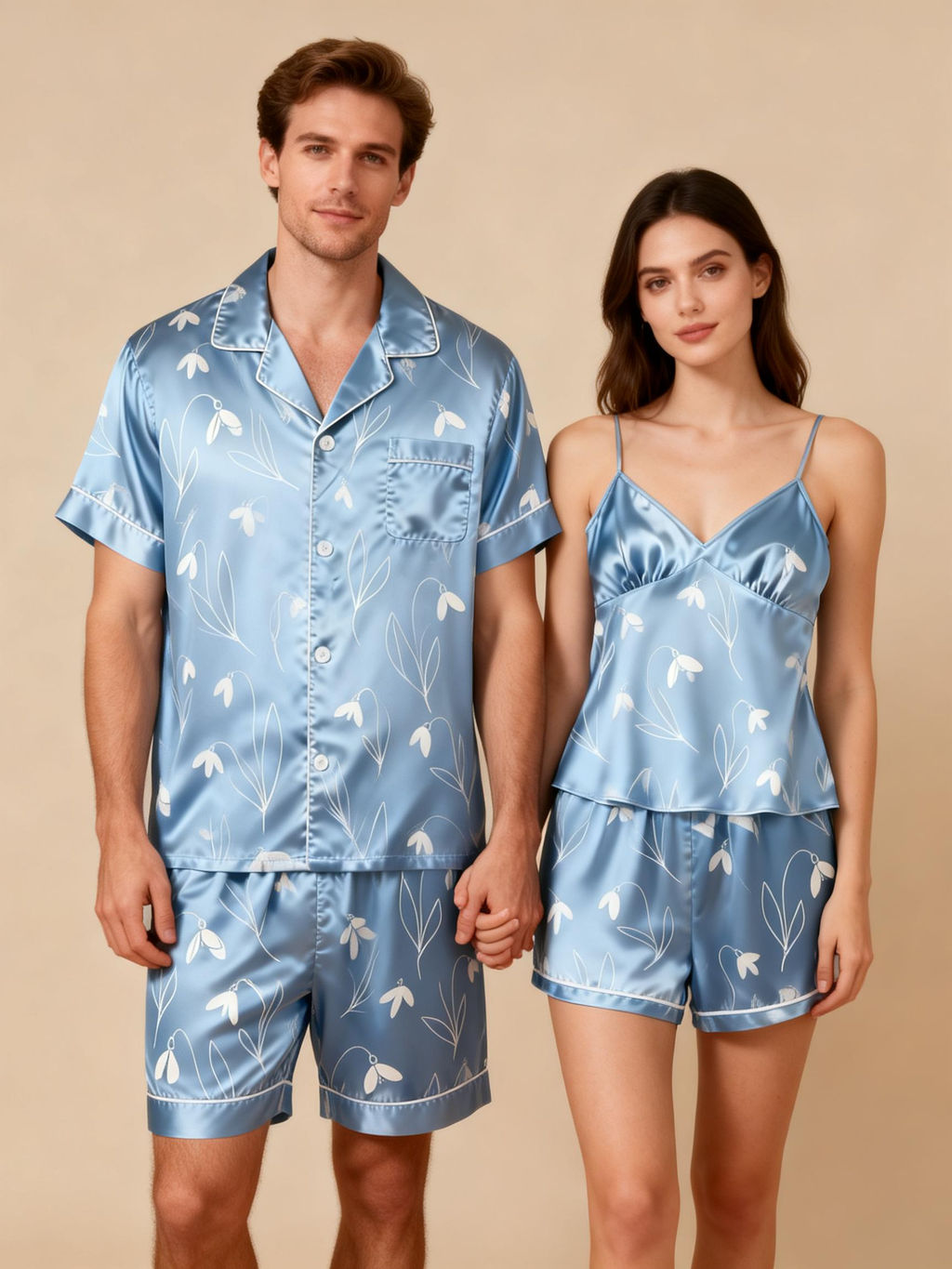 Matching Silky Satin Sleep Set for Him & Her ¨C Short & Sweet