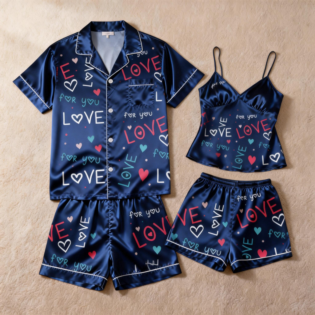 Matching Silky Sleep Pajamas for Couples ¨C Satin Fabric