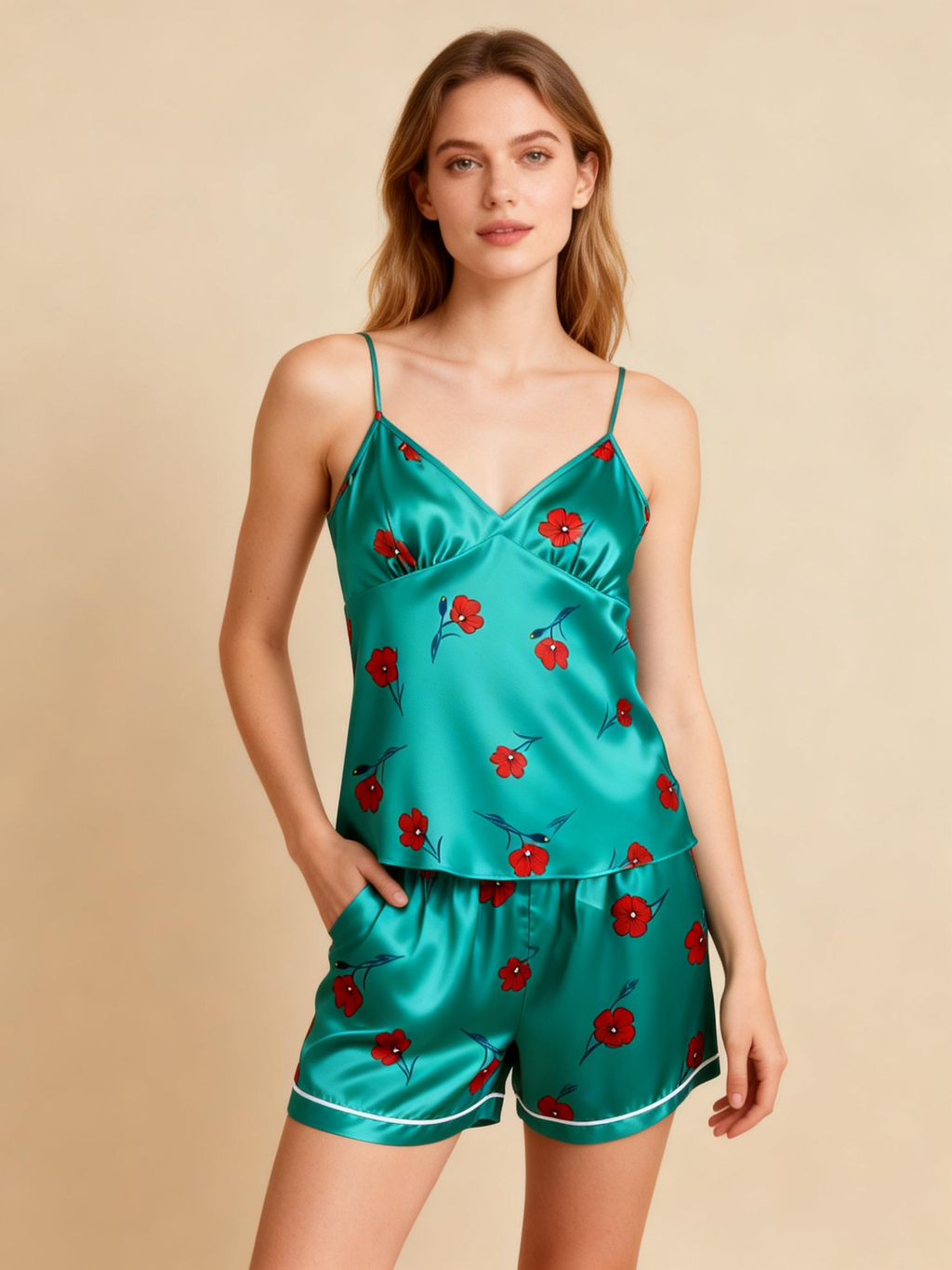 Silky Smooth Couple Pajamas ¨C Classic Satin Short Set