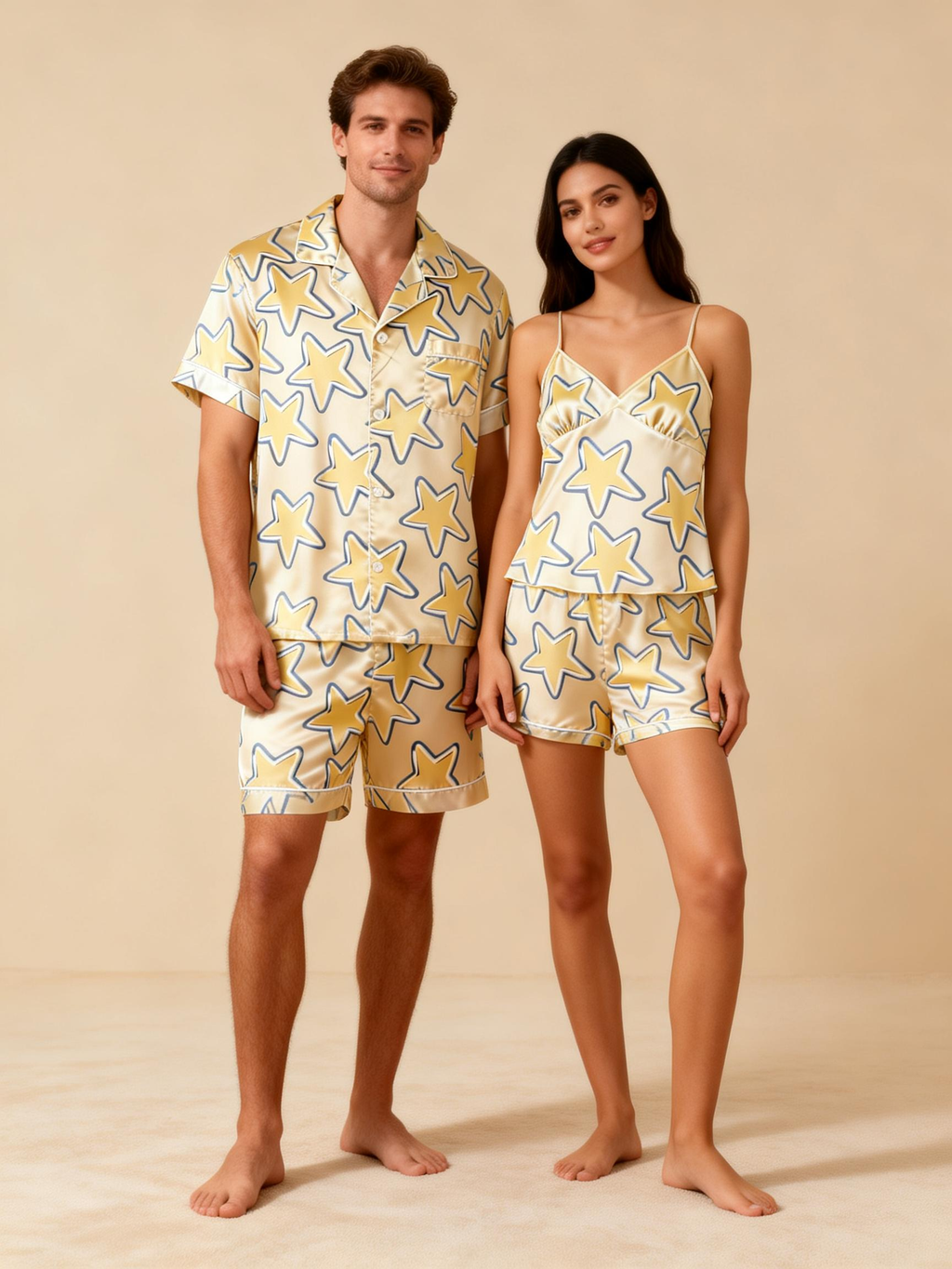 Couple¡¯s Silky Bedtime Set ¨C Satin Pajama Shorts