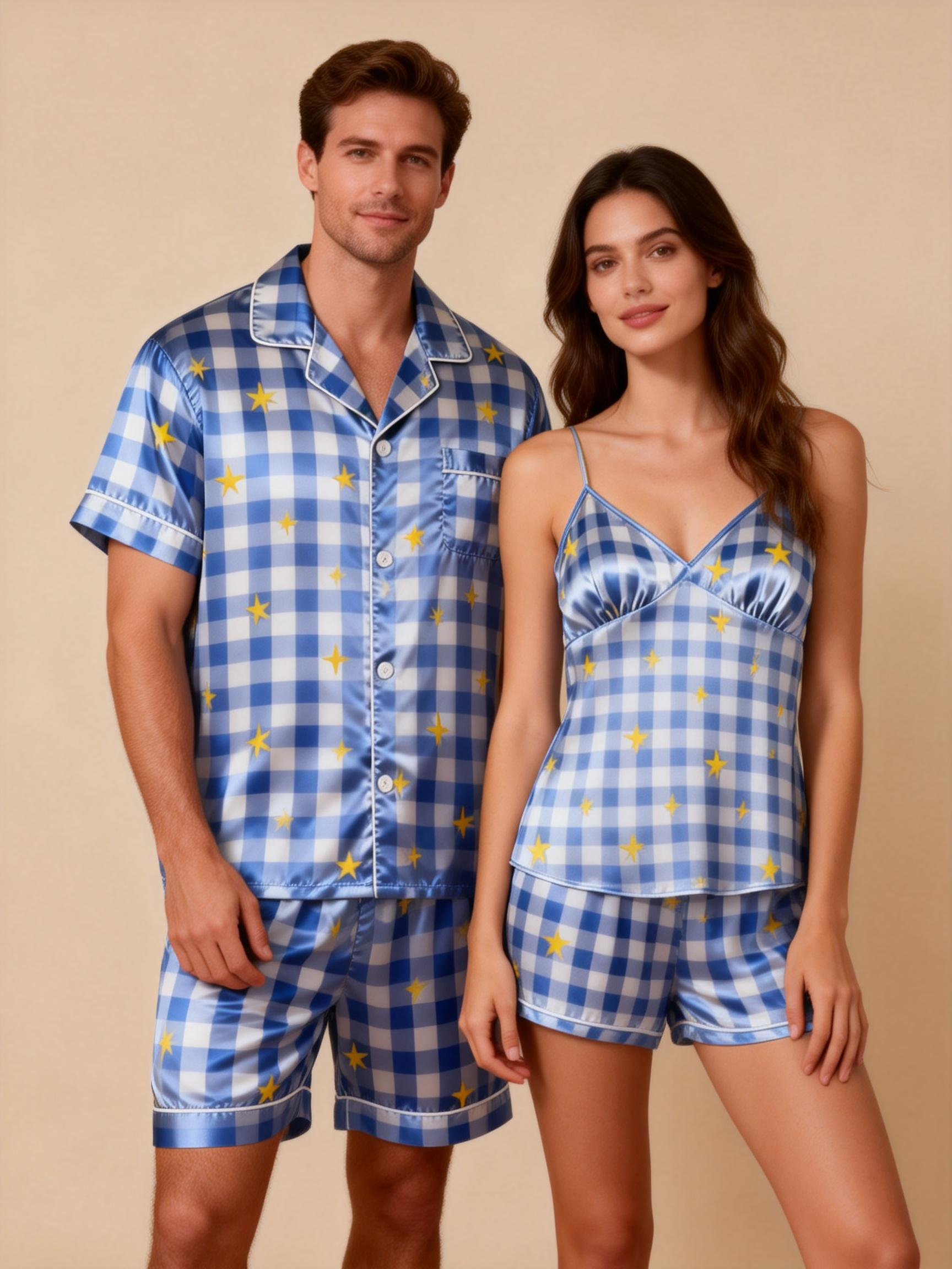 Silky Satin Sleep Set ¨C Short Pajamas for Him & Her