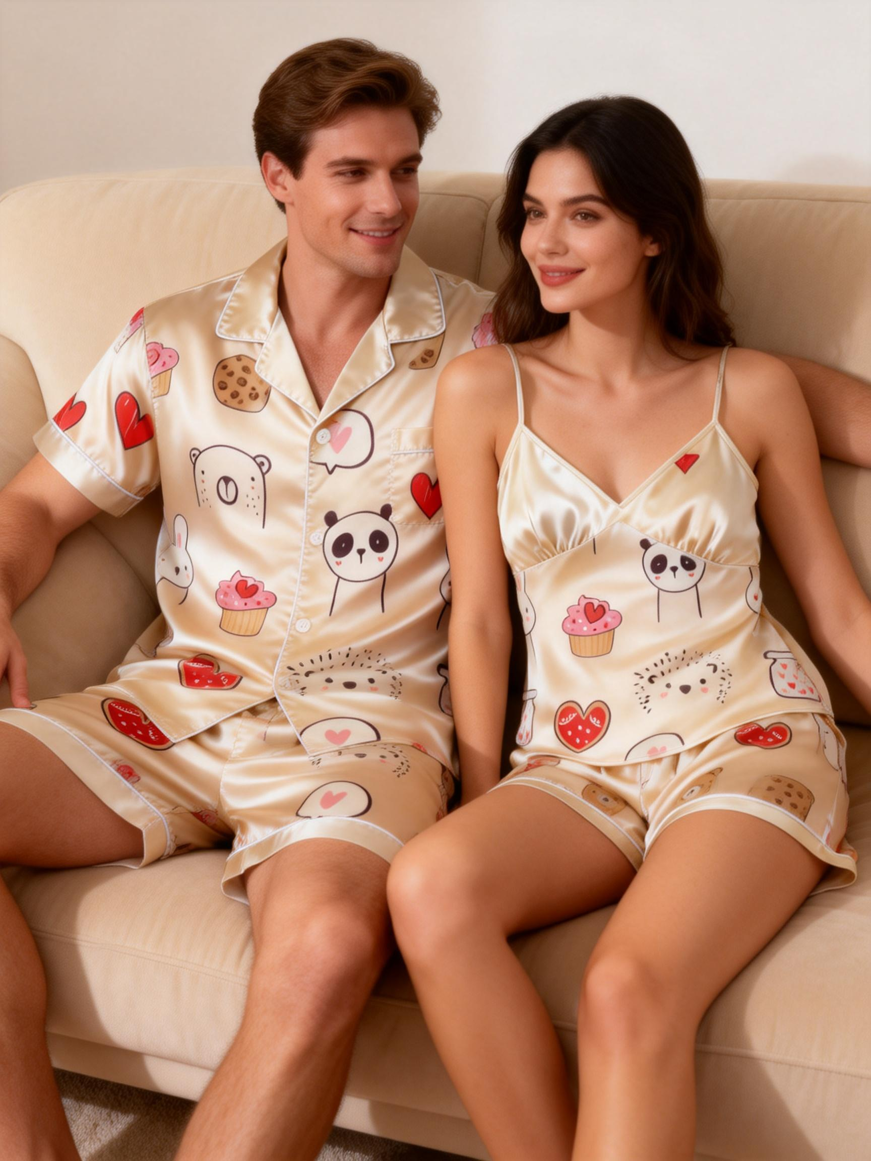 Coordinating Satin PJs for Couples ¨C Summer Sleepwear