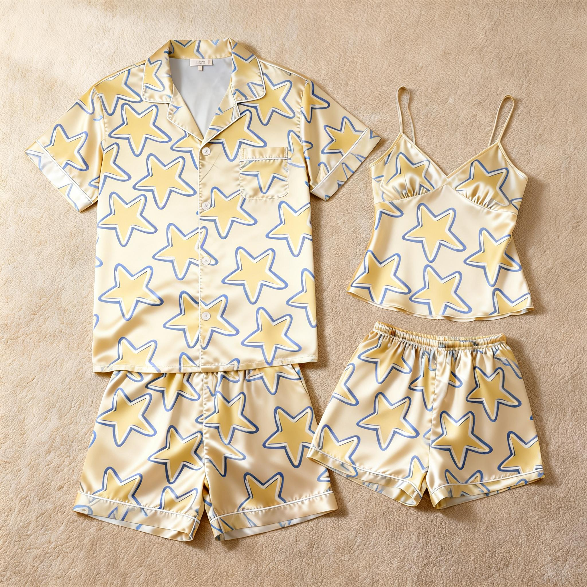 Couple¡¯s Silky Bedtime Set ¨C Satin Pajama Shorts
